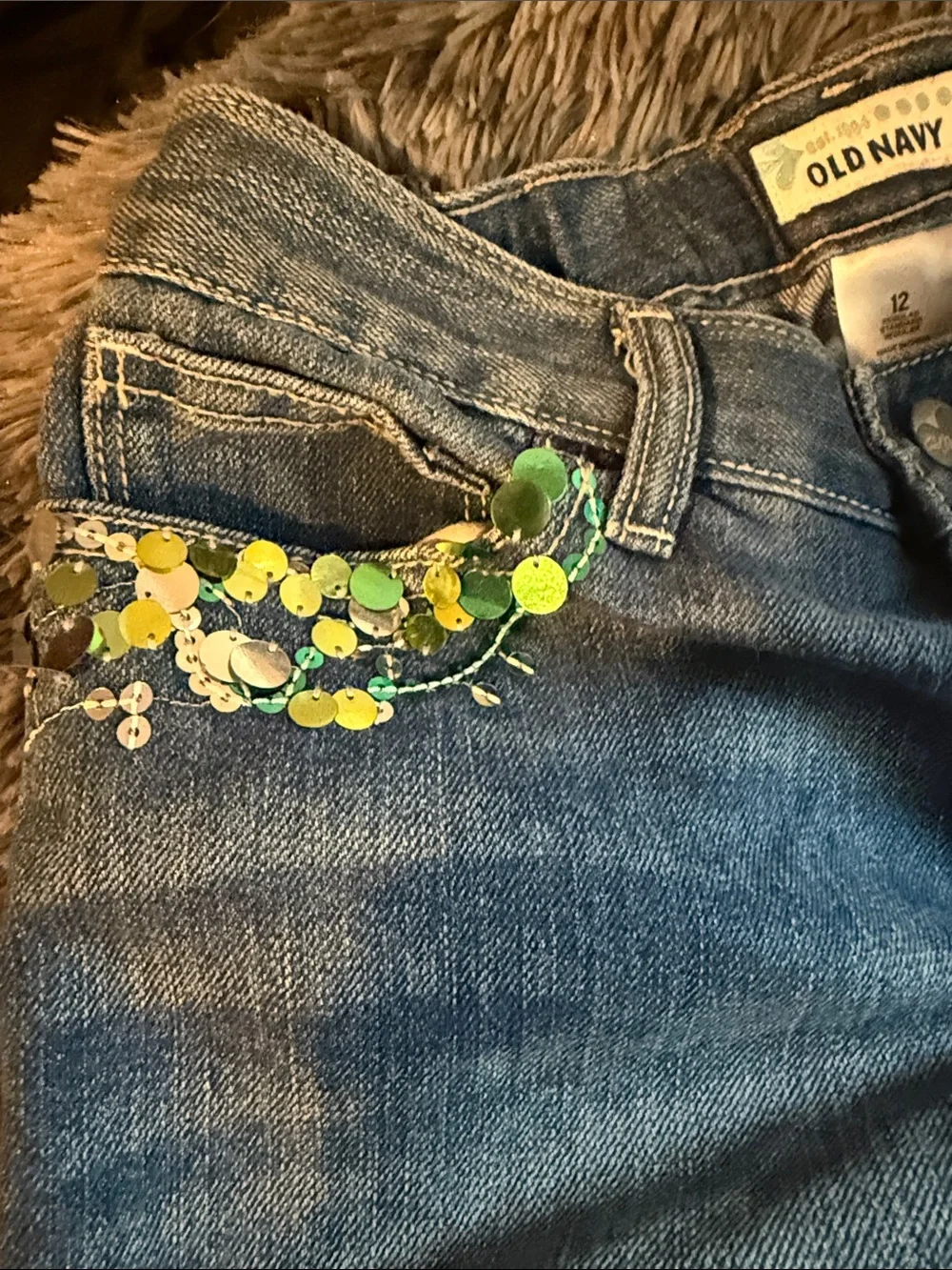 Old Navy Blue Denim Sequin Pocket Girl’s Shorts
